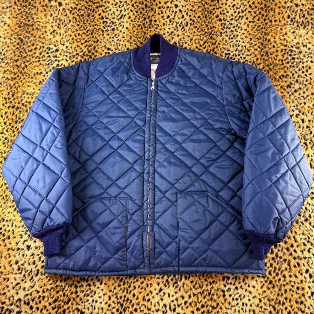 Vintage 80s OshKosh Sportswear Quilted Liner Jacket Navy Blue Large Zip Up
